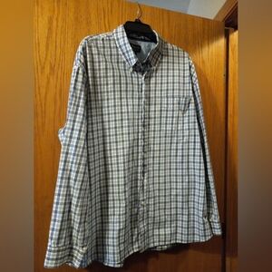 😊Mens g.h. Bass Blue & White Checkered  Long Sleeve Cotton Shirt Sz XXL